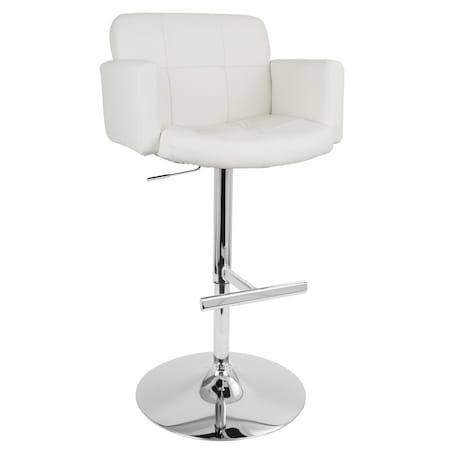 Lumisource Stout Adjustable Swivel Barstool and White Faux Leather BS-TW-STOUT W